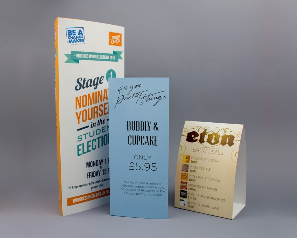 Table Tents Printing Canary Wharf
